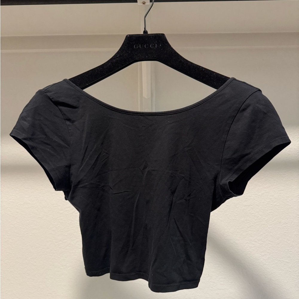 American Eagle Women's Black Crop Top